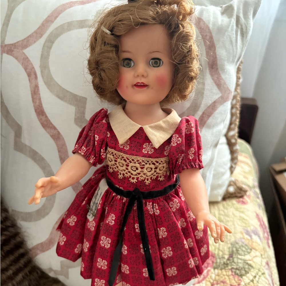 Vintage IDEAL Shirley Temple 1957 Rubber Vinyl Red Dress 15”Collectible Doll